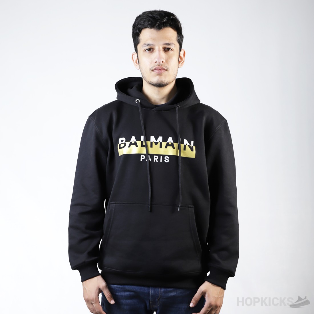 Balmain logo discount print hooded sweatshirt